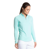 Alternate View 1 of Solid Seafoam Cooling Quarter Zip Pull Over
